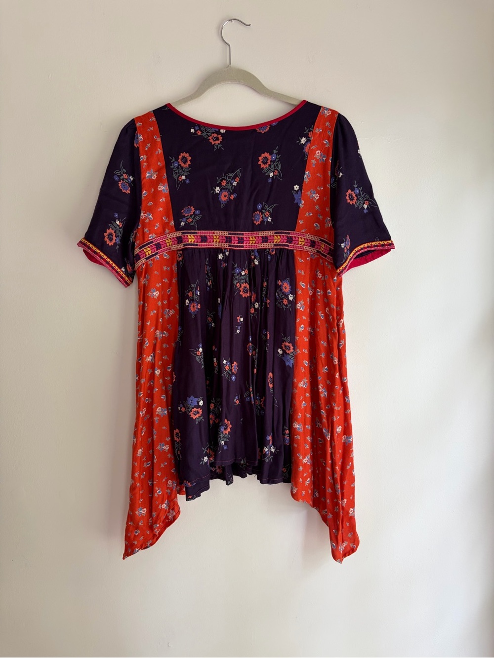 Anthropologie Floreat Embroidered Floral Short Sleeve Boho Blouse Size 8 - Picture 3 of 5